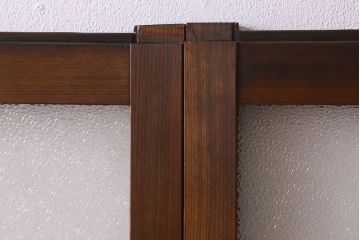 昭和レトロ　ダイヤガラス・モールガラス　2種のガラスがおしゃれなガラス戸(引き戸、窓)2枚組