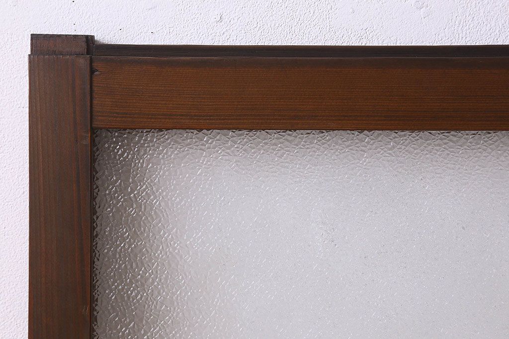 昭和レトロ　ダイヤガラス・モールガラス　2種のガラスがおしゃれなガラス戸(引き戸、窓)2枚組