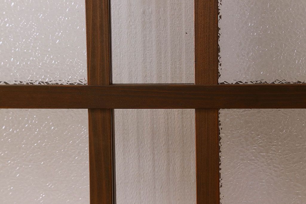 昭和レトロ　ダイヤガラス・モールガラス　2種のガラスがおしゃれなガラス戸(引き戸、窓)2枚組