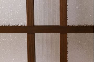 昭和レトロ　ダイヤガラス・モールガラス　2種のガラスがおしゃれなガラス戸(引き戸、窓)2枚組