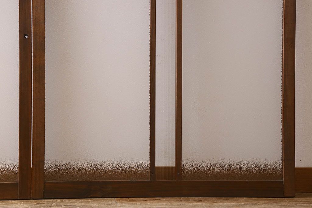 昭和レトロ　ダイヤガラス・モールガラス　2種のガラスがおしゃれなガラス戸(引き戸、窓)2枚組