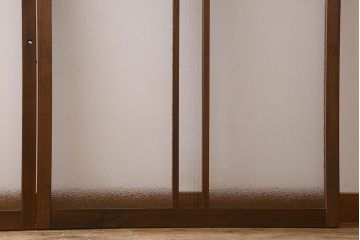 昭和レトロ　ダイヤガラス・モールガラス　2種のガラスがおしゃれなガラス戸(引き戸、窓)2枚組