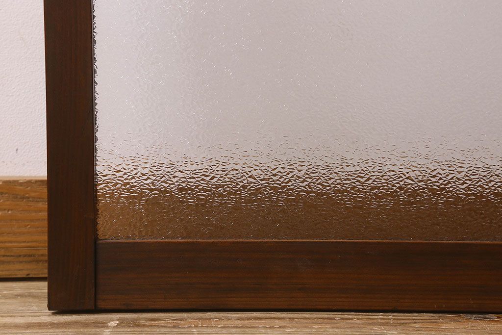 昭和レトロ　ダイヤガラス・モールガラス　2種のガラスがおしゃれなガラス戸(引き戸、窓)2枚組