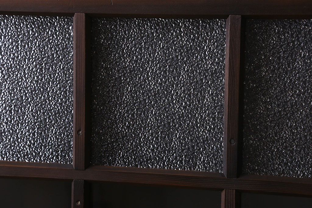 和製アンティーク　ダイヤガラス・クリアガラス使用　上品でおしゃれなガラス戸(窓、引き戸)4枚組