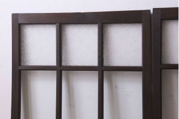 和製アンティーク　ダイヤガラス・クリアガラス使用　上品でおしゃれなガラス戸(窓、引き戸)4枚組