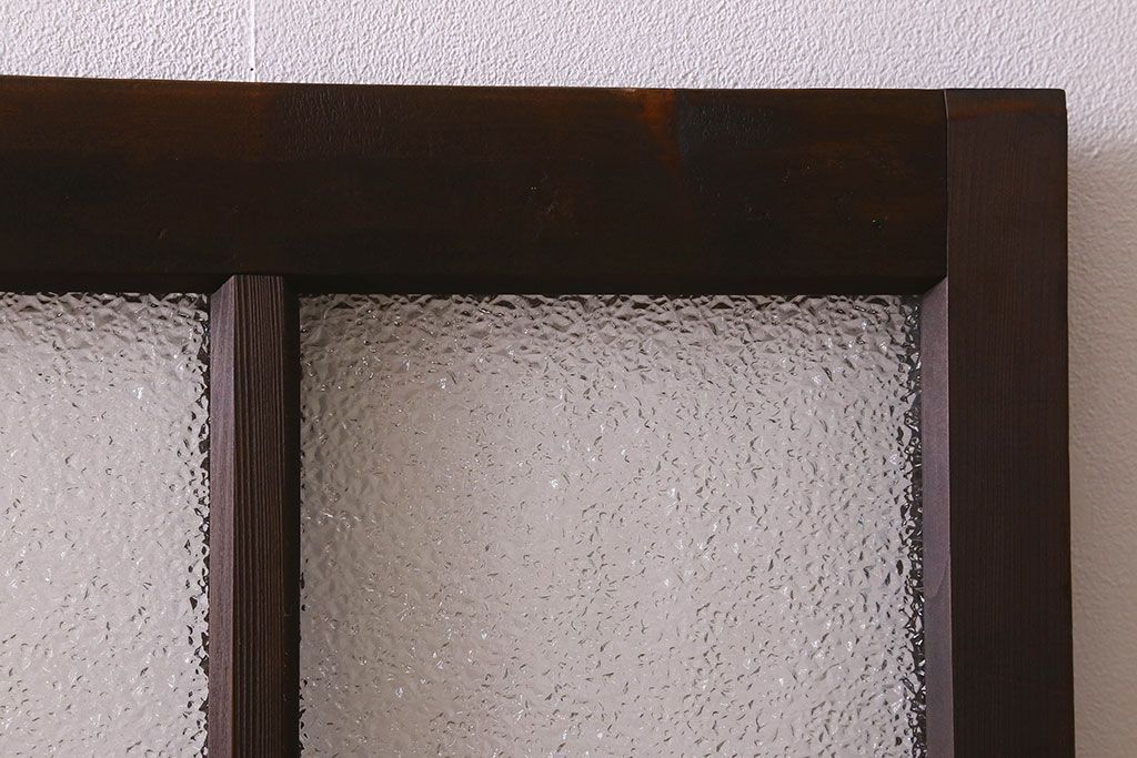 和製アンティーク　ダイヤガラス・クリアガラス使用　上品でおしゃれなガラス戸(窓、引き戸)4枚組