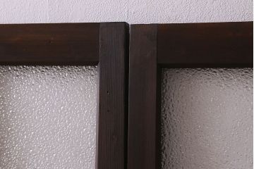 和製アンティーク　ダイヤガラス・クリアガラス使用　上品でおしゃれなガラス戸(窓、引き戸)4枚組