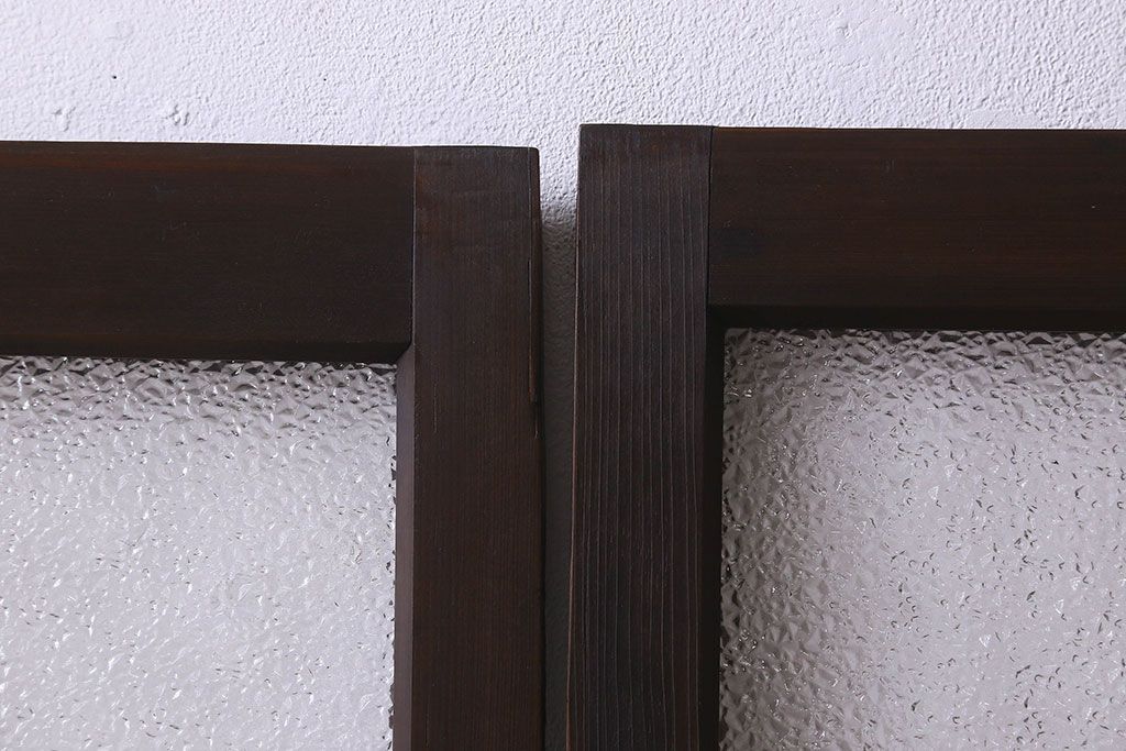 和製アンティーク　ダイヤガラス・クリアガラス使用　上品でおしゃれなガラス戸(窓、引き戸)4枚組