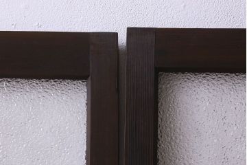 和製アンティーク　ダイヤガラス・クリアガラス使用　上品でおしゃれなガラス戸(窓、引き戸)4枚組