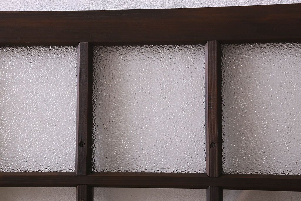 和製アンティーク　ダイヤガラス・クリアガラス使用　上品でおしゃれなガラス戸(窓、引き戸)4枚組