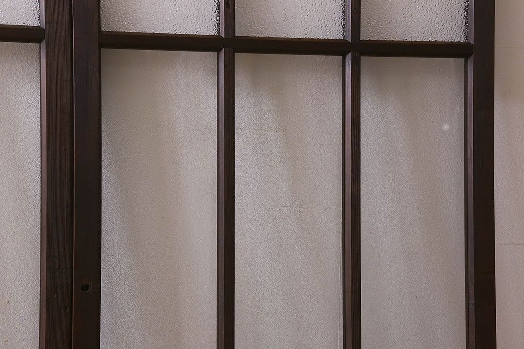 和製アンティーク　ダイヤガラス・クリアガラス使用　上品でおしゃれなガラス戸(窓、引き戸)4枚組