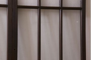 和製アンティーク　ダイヤガラス・クリアガラス使用　上品でおしゃれなガラス戸(窓、引き戸)4枚組