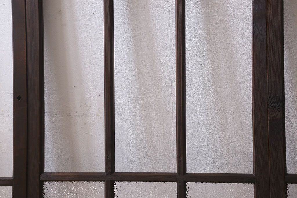 和製アンティーク　ダイヤガラス・クリアガラス使用　上品でおしゃれなガラス戸(窓、引き戸)4枚組