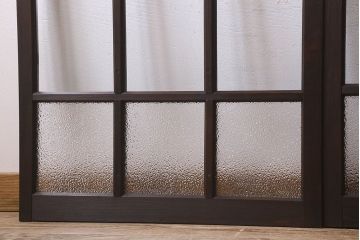 和製アンティーク　ダイヤガラス・クリアガラス使用　上品でおしゃれなガラス戸(窓、引き戸)4枚組