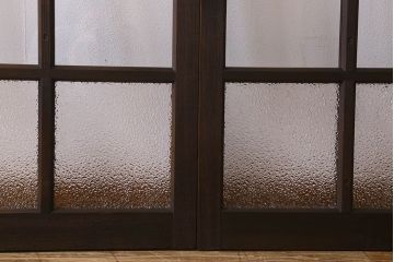 和製アンティーク　ダイヤガラス・クリアガラス使用　上品でおしゃれなガラス戸(窓、引き戸)4枚組