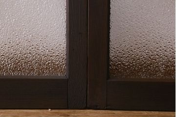 和製アンティーク　ダイヤガラス・クリアガラス使用　上品でおしゃれなガラス戸(窓、引き戸)4枚組