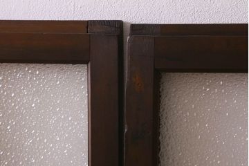 和製アンティーク　ダイヤガラス・クリアガラス使用　上品でおしゃれなガラス戸(窓、引き戸)4枚組