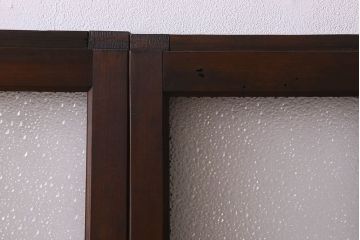 和製アンティーク　ダイヤガラス・クリアガラス使用　上品でおしゃれなガラス戸(窓、引き戸)4枚組