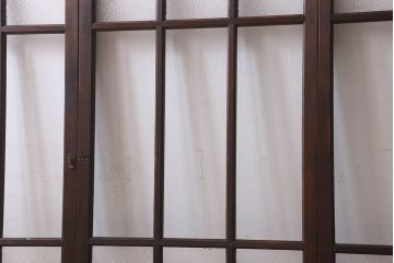 和製アンティーク　ダイヤガラス・クリアガラス使用　上品でおしゃれなガラス戸(窓、引き戸)4枚組