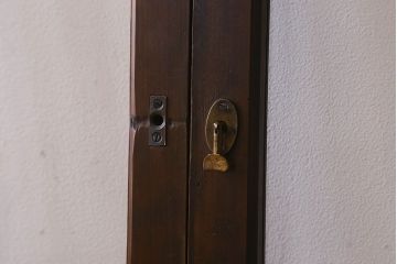 和製アンティーク　ダイヤガラス・クリアガラス使用　上品でおしゃれなガラス戸(窓、引き戸)4枚組