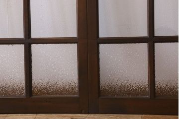 和製アンティーク　ダイヤガラス・クリアガラス使用　上品でおしゃれなガラス戸(窓、引き戸)4枚組