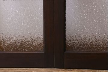 和製アンティーク　ダイヤガラス・クリアガラス使用　上品でおしゃれなガラス戸(窓、引き戸)4枚組