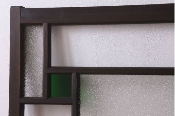 和製アンティーク　大正ロマン!クリアガラス　ダイヤガラスと色ガラスがお洒落なガラス戸(窓、引き戸)