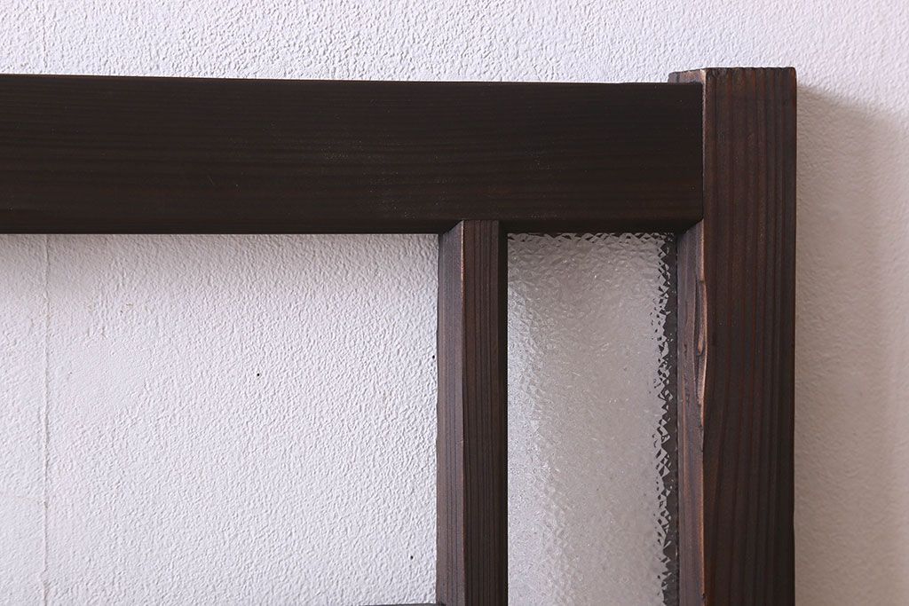 和製アンティーク　大正ロマン!クリアガラス　ダイヤガラスと色ガラスがお洒落なガラス戸(窓、引き戸)