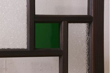 和製アンティーク　大正ロマン!クリアガラス　ダイヤガラスと色ガラスがお洒落なガラス戸(窓、引き戸)