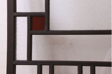 和製アンティーク　大正ロマン!クリアガラス　ダイヤガラスと色ガラスがお洒落なガラス戸(窓、引き戸)