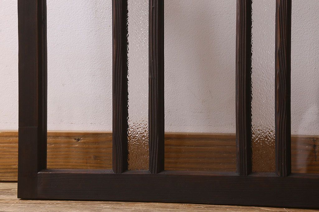 和製アンティーク　大正ロマン!クリアガラス　ダイヤガラスと色ガラスがお洒落なガラス戸(窓、引き戸)