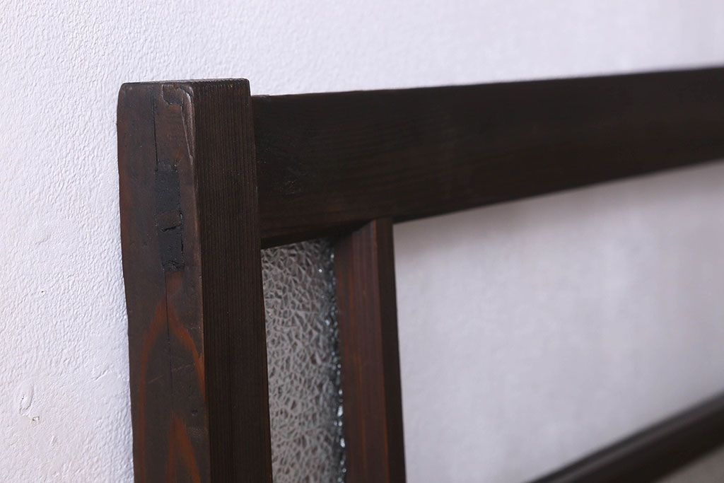 和製アンティーク　大正ロマン!クリアガラス　ダイヤガラスと色ガラスがお洒落なガラス戸(窓、引き戸)