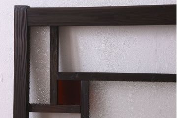 和製アンティーク　大正ロマン!クリアガラス　ダイヤガラスと色ガラスがお洒落なガラス戸(窓、引き戸)