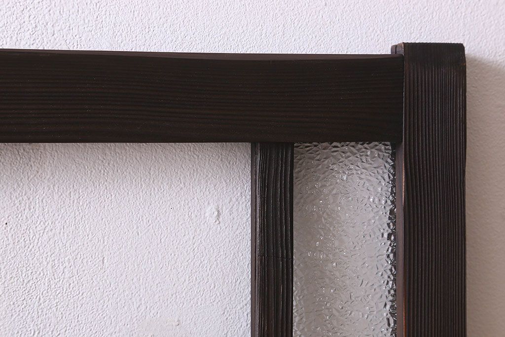 和製アンティーク　大正ロマン!クリアガラス　ダイヤガラスと色ガラスがお洒落なガラス戸(窓、引き戸)