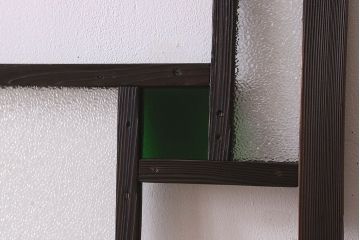 和製アンティーク　大正ロマン!クリアガラス　ダイヤガラスと色ガラスがお洒落なガラス戸(窓、引き戸)