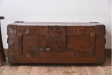 和製アンティーク　特大な本革性トランク(小物収納箱)