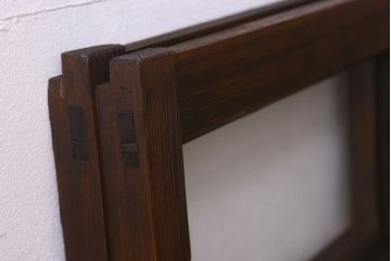 和製アンティーク　クリアガラス・ダイヤガラス使用　レトロなデザインが魅力的なガラス戸(窓、引き戸)2枚セット