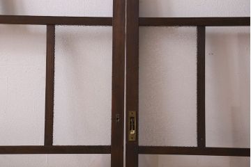 和製アンティーク　クリアガラス・ダイヤガラス使用　レトロなデザインが魅力的なガラス戸(窓、引き戸)2枚セット
