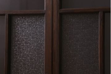 和製アンティーク　クリアガラス・ダイヤガラス使用　レトロなデザインが魅力的なガラス戸(窓、引き戸)2枚セット
