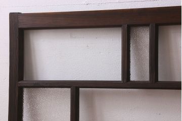 和製アンティーク　クリアガラス・ダイヤガラス使用　レトロなデザインが魅力的なガラス戸(窓、引き戸)2枚セット