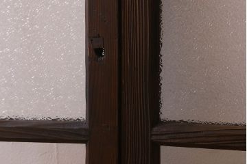 和製アンティーク　クリアガラス・ダイヤガラス使用　レトロなデザインが魅力的なガラス戸(窓、引き戸)2枚セット