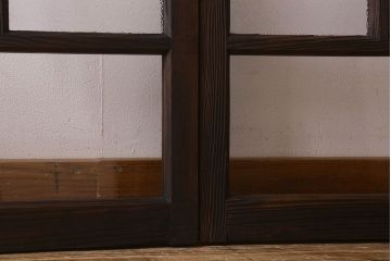 和製アンティーク　クリアガラス・ダイヤガラス使用　レトロなデザインが魅力的なガラス戸(窓、引き戸)2枚セット