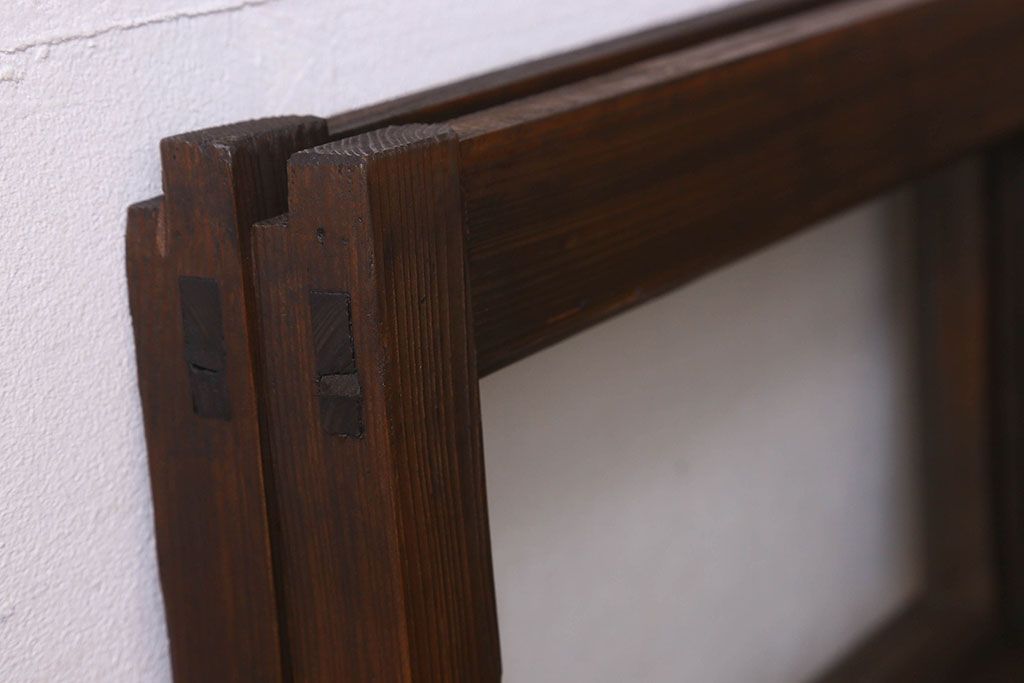 和製アンティーク　クリアガラス・ダイヤガラス使用　レトロなデザインが魅力的なガラス戸(窓、引き戸)2枚セット