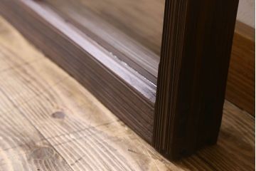 和製アンティーク　クリアガラス・ダイヤガラス使用　レトロなデザインが魅力的なガラス戸(窓、引き戸)2枚セット