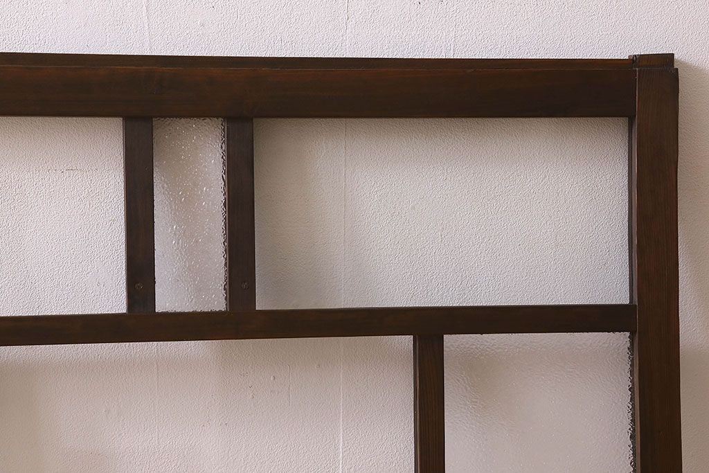 和製アンティーク　クリアガラス・ダイヤガラス使用　レトロなデザインが魅力的なガラス戸(窓、引き戸)2枚セット