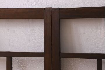 和製アンティーク　クリアガラス・ダイヤガラス使用　レトロなデザインが魅力的なガラス戸(窓、引き戸)2枚セット