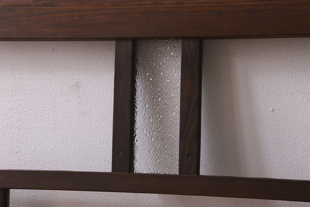 和製アンティーク　クリアガラス・ダイヤガラス使用　レトロなデザインが魅力的なガラス戸(窓、引き戸)2枚セット