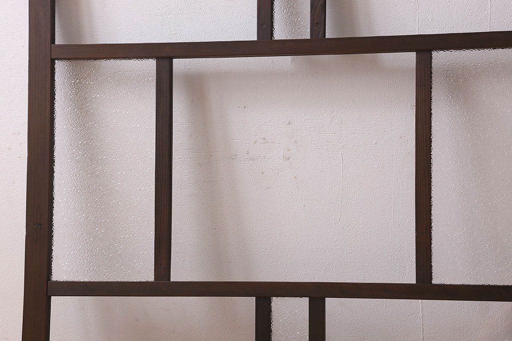 和製アンティーク　クリアガラス・ダイヤガラス使用　レトロなデザインが魅力的なガラス戸(窓、引き戸)2枚セット