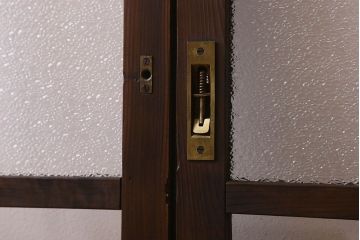 和製アンティーク　クリアガラス・ダイヤガラス使用　レトロなデザインが魅力的なガラス戸(窓、引き戸)2枚セット