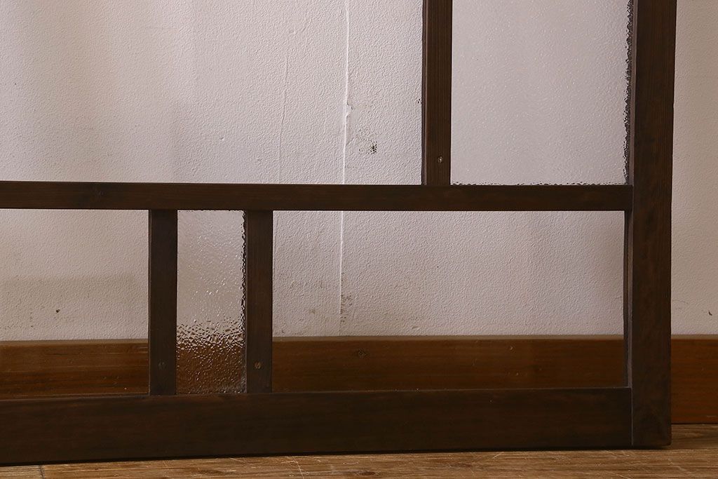 和製アンティーク　クリアガラス・ダイヤガラス使用　レトロなデザインが魅力的なガラス戸(窓、引き戸)2枚セット